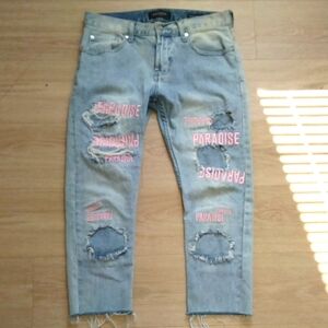 PACSUN- Stacked Skinny Paradise Logo Jeans Size 29